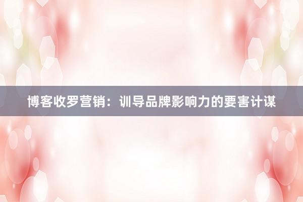 博客收罗营销：训导品牌影响力的要害计谋